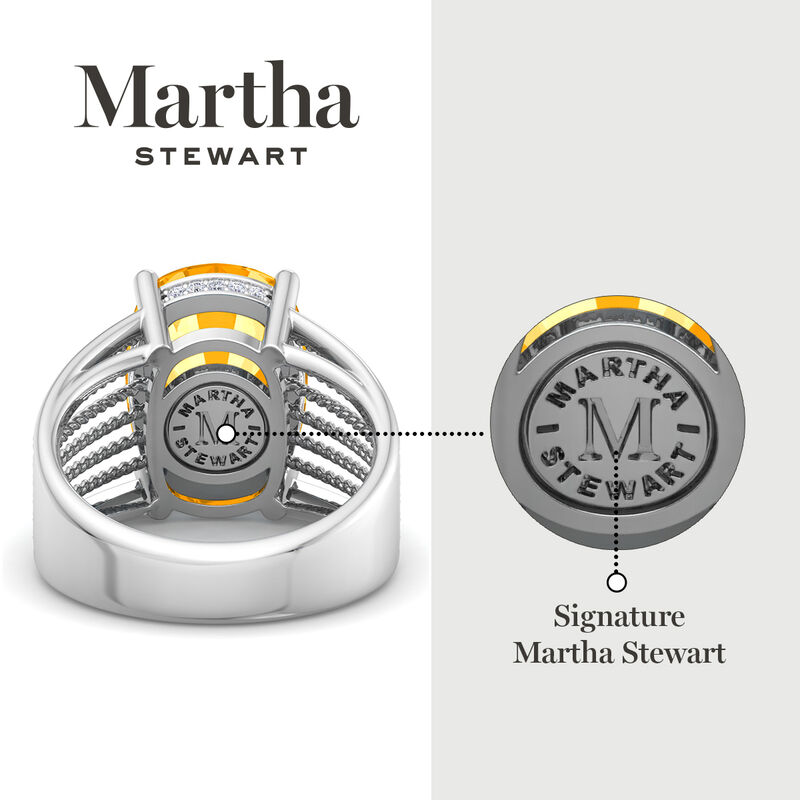 Martha Stewart 10 1/4ctw. Cushion Cut Citrine & Lab Grown Diamond Hidden Halo Ring In Sterling Silver image number null